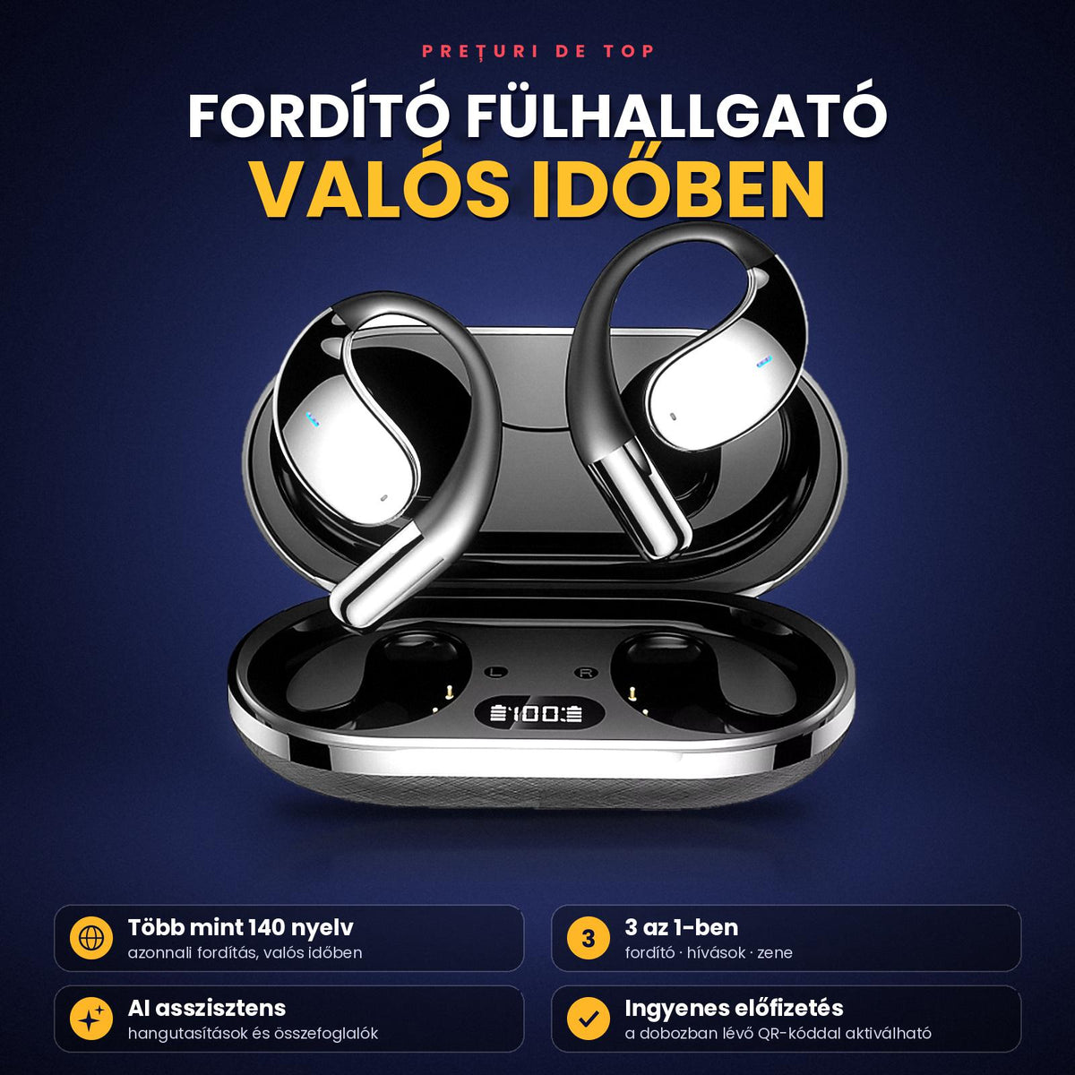 Polyglot-Pro - Intelligens Fordító Fülhallgató