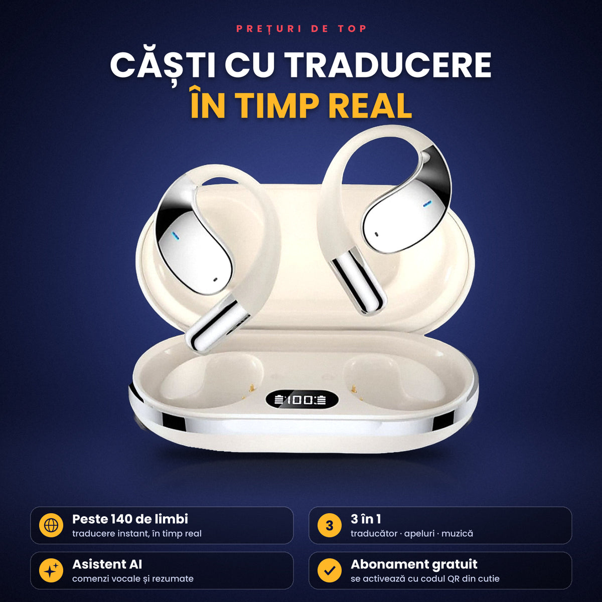 Polyglot-Pro - Căști cu Traducere Inteligentă