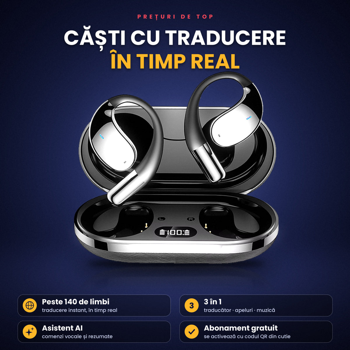 Polyglot-Pro - Căști cu Traducere Inteligentă